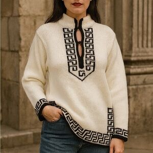 Vintage Tunic Length Long Sleeve Chunky Knit Sweater Women Size Medium Casual